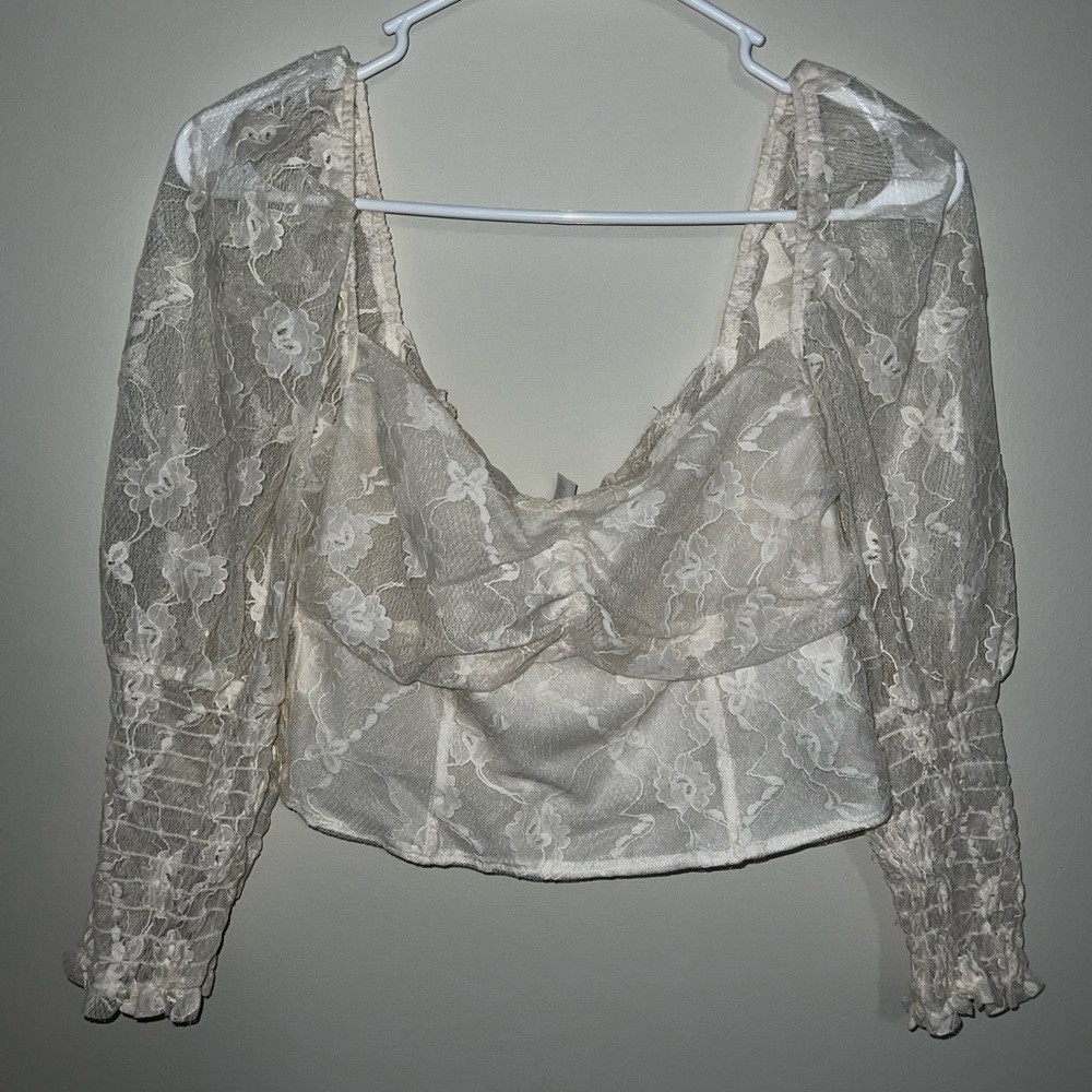 Off white lace crop top